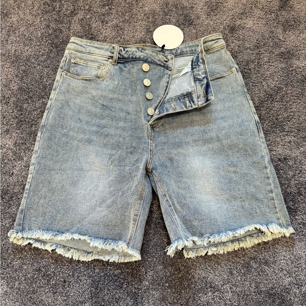 NWT Rehab Lab Denim Shorts Light Blue Frayed Hem Women Size Large